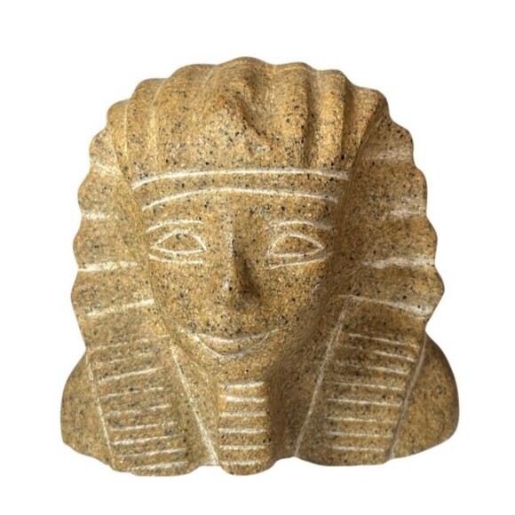 Egyptian King Tutankhamun Figure Bust Granite Egypt 6 x 5-1/2 x 5" - Picture 1 of 5